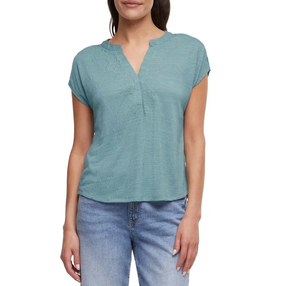 Orvis Women's Textured Short Sleeve Top, Teal, Size: Medium, New